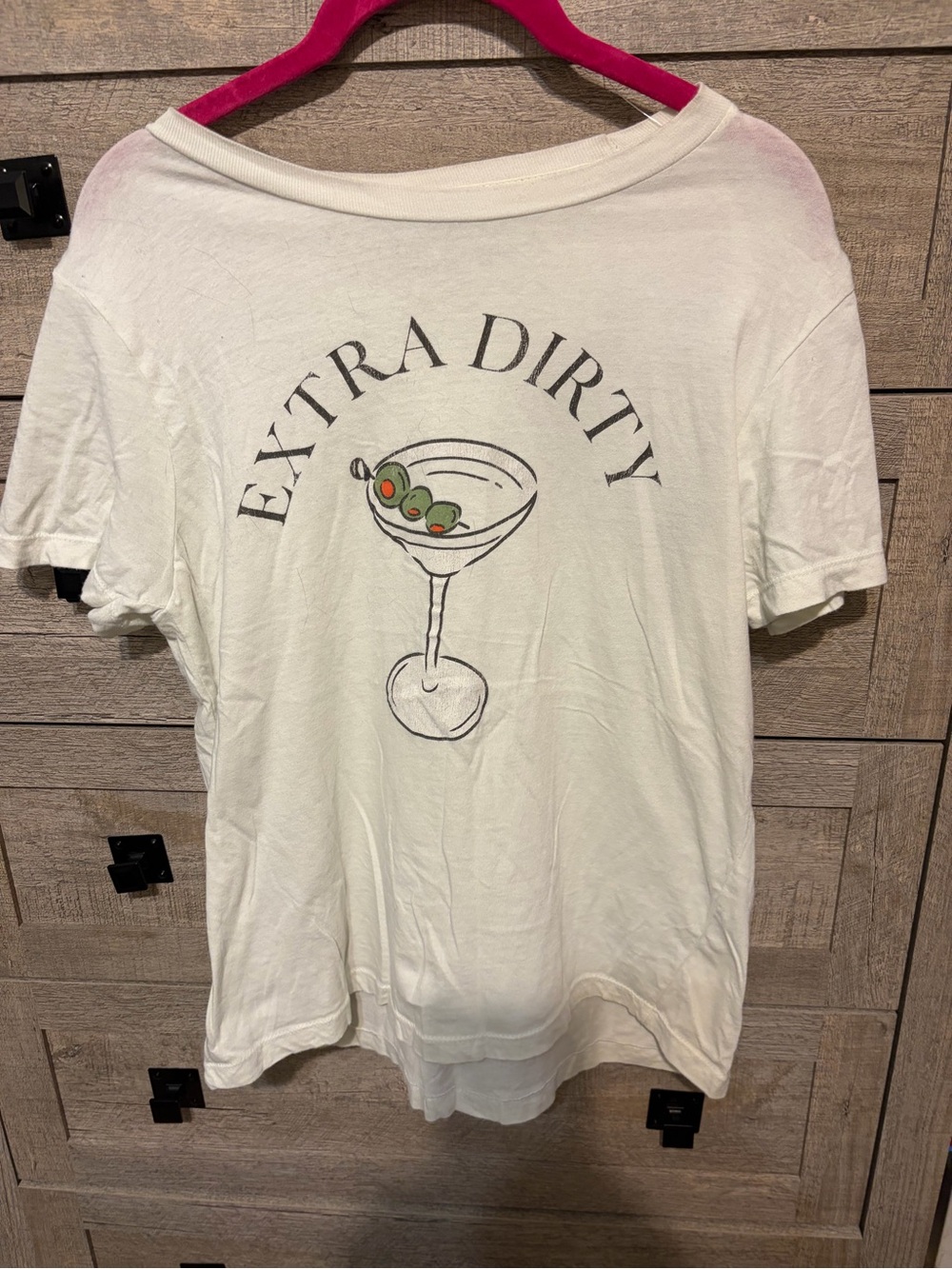 Retro Brand White Graphic 'Extra Dirty'  Tee with Martini graphic design